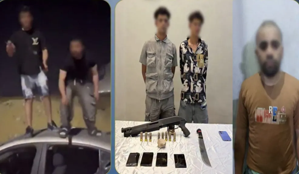 استعراض بلطجة على سقف السيارة.. ضبط متهمين روعا المواطنين بسلاح أبيض وناري بالقليوبية