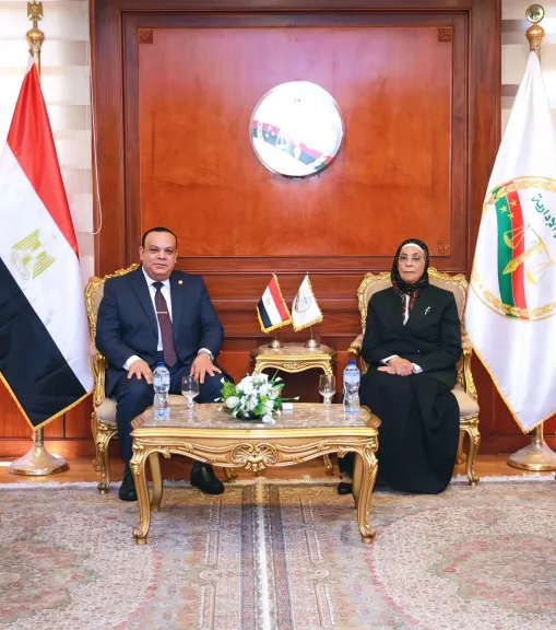 المستشارة هدى أحمد عيسى  رئيسة هيئة النيابة الإدارية تستقبل رئيس الهيئة الوطنية للانتخابات