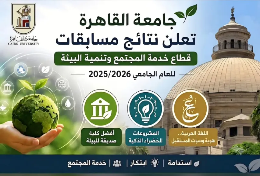 جامعة القاهرة تعلن نتائج مسابقات قطاع خدمة المجتمع لأفضل كلية صديقة للبيئة،