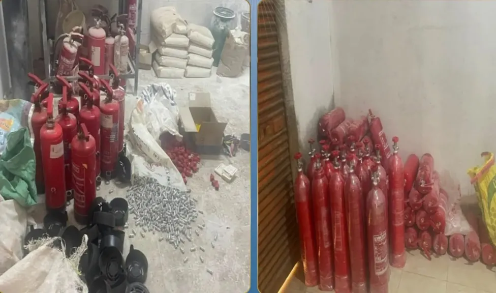 القبض على المدير المسؤول عن مخزن غير مرخص بالقليوبية لإنتاج طفايات حريق مغشوشة