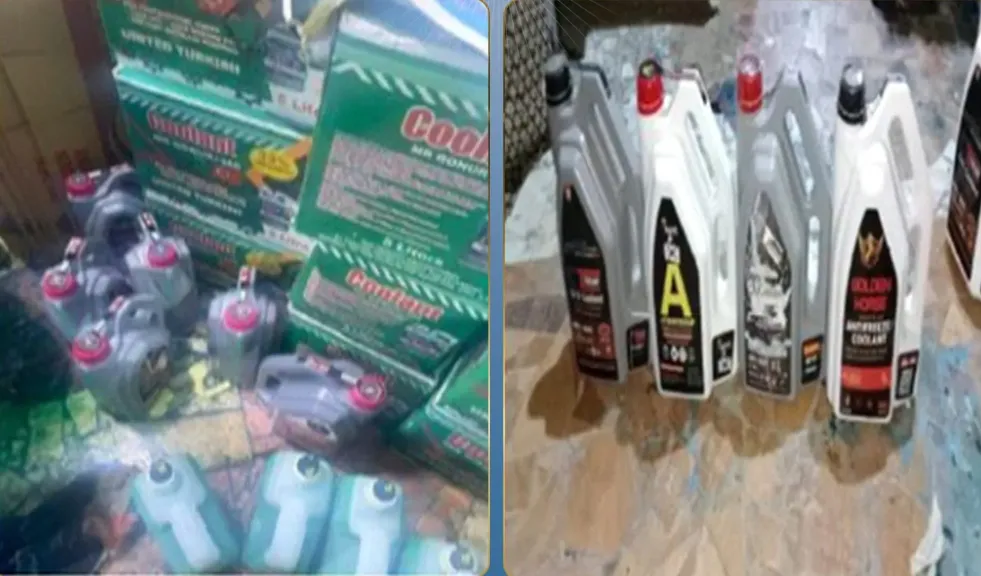 ضبط مصنع «بدون ترخيص» لتعبئة مياه ردياتير السيارات بالقليوبية.. 600 لتر غير صالحة و4299 ملصقًا لإيهام المستهلكين بأنها مستوردة