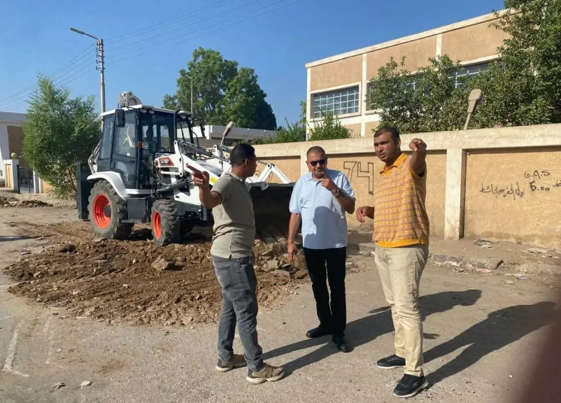  أعمال ضم خط المياه الجديد بالبياضية