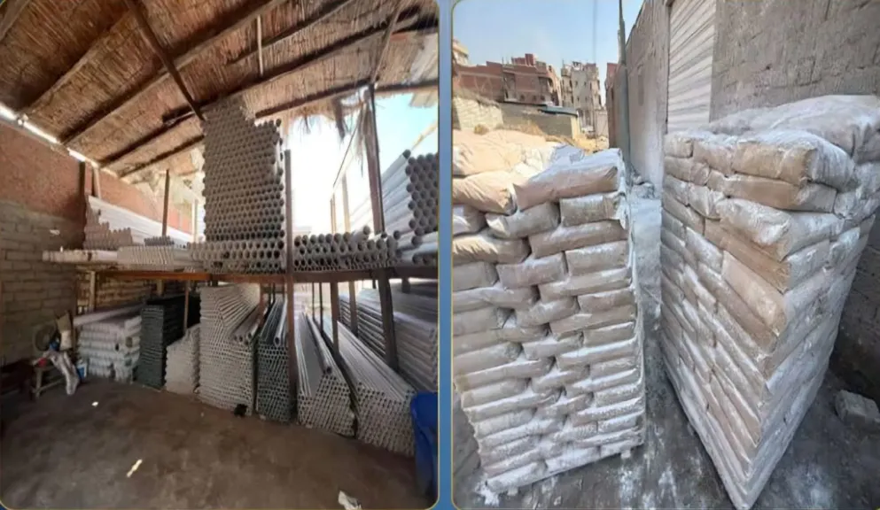 ضبط مصنع غير مرخص لإنتاج مواسير بلاستيكية مغشوشة بالدقهلية