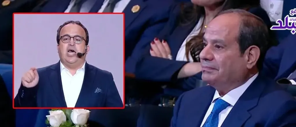 د. إبراهيم العسال خلال حديثه أمام الرئيس عبدالفتاح السيسي 